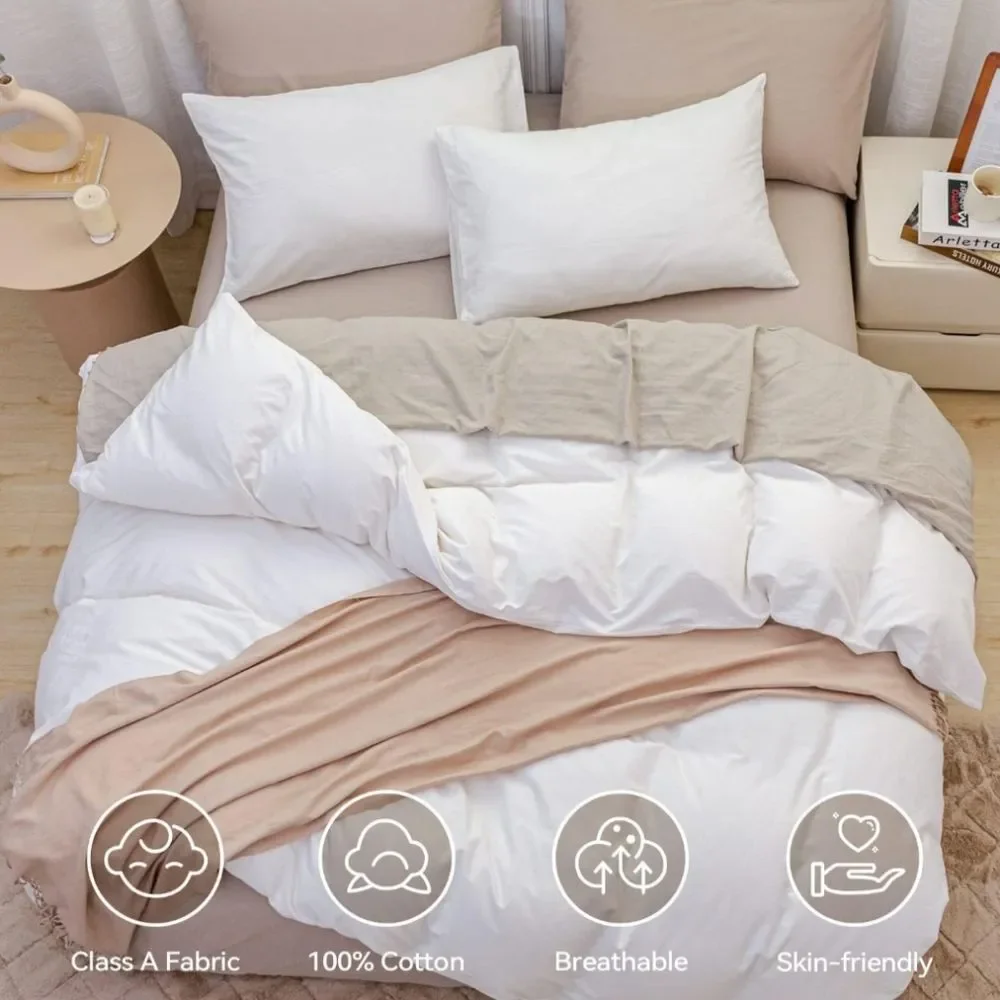 100% Cotton White King Size Duvet Cover Set
